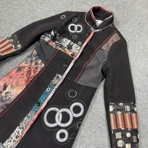 Adore Jacket Womens Large Multi Mixed Print Boho Artsy Hippie Buttons Japanese